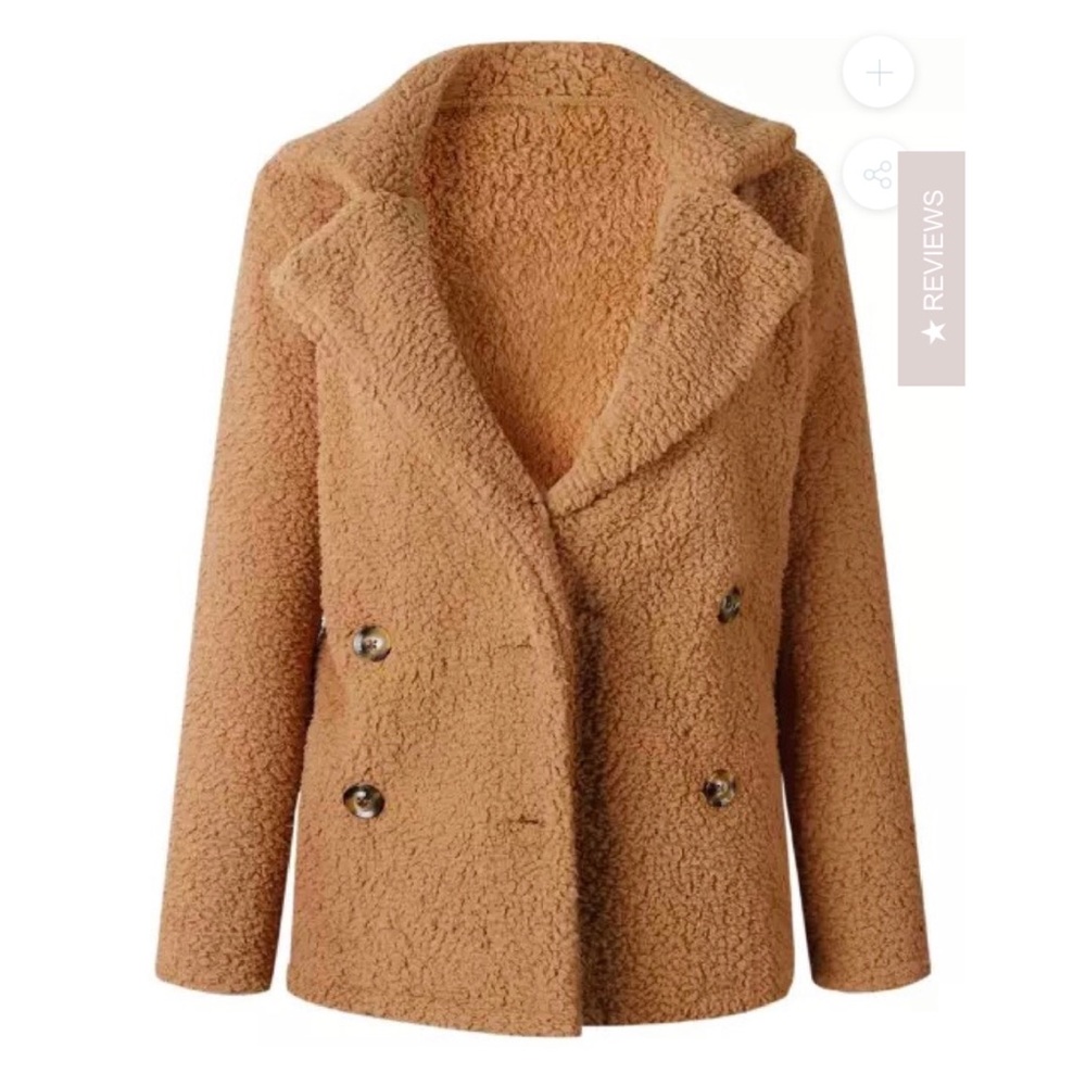 GOODNIGHT MACAROON ‘STELLA’ OVERSIZED TEDDY BEAR COAT IN CAMEL COLOR